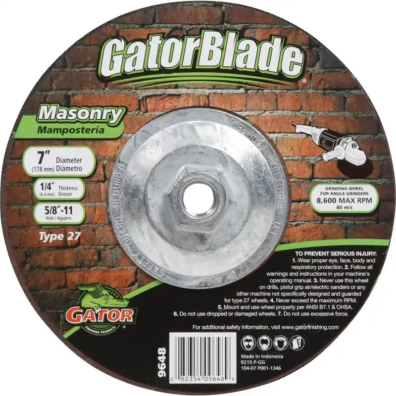 Gator 9648 Blade Type 27 7 In. x 1/4 In. x 5/8 In.-11 Masonry Cut-Off Wheel