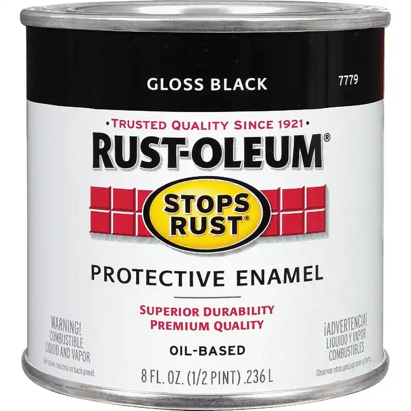 Rust-Oleum 7779730 Stops Rust Oil Based Gloss Protective Rust Control Enamel Black 1/2 Pt.
