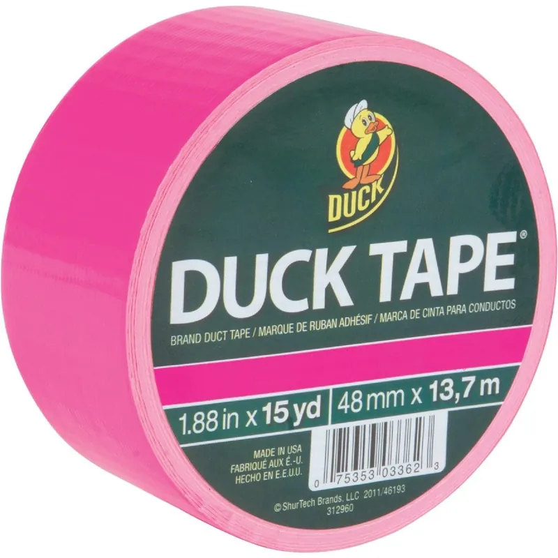 Duck Brand 1265016 SHT1265016 1.88 In. x 15 Yd. Colored Duct Tape Neon Pink