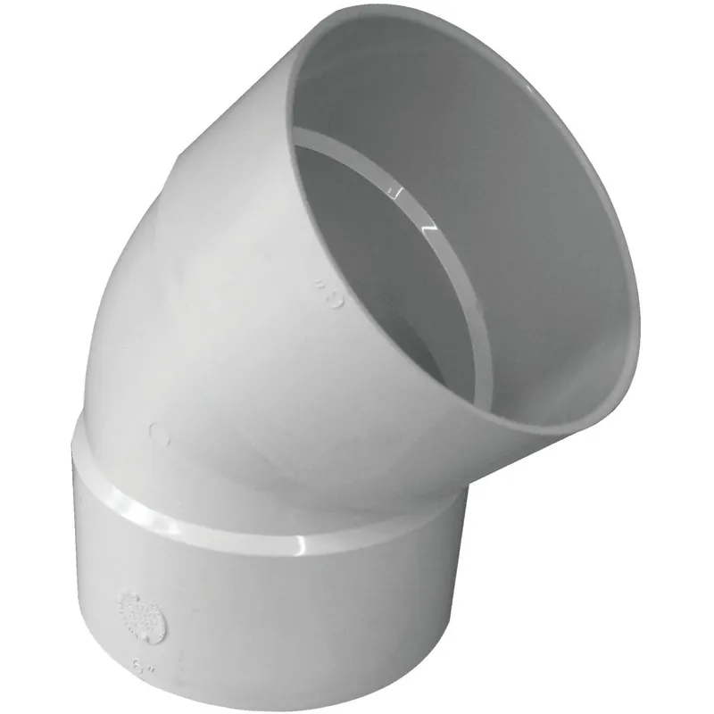 IPEX 414186BC Canplas 6 In. SDR 35 45 Deg. PVC Sewer and Drain Elbow (1/8 Bend)