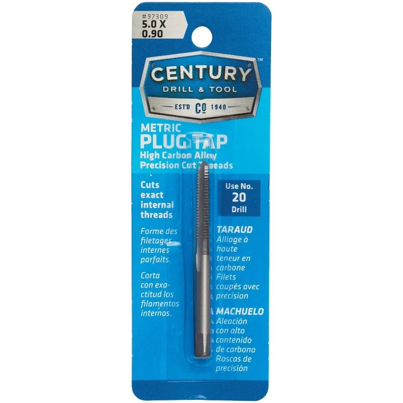 Century Drill Tool 97309 Carbon Steel Metric Tap 5.0 x 0.90