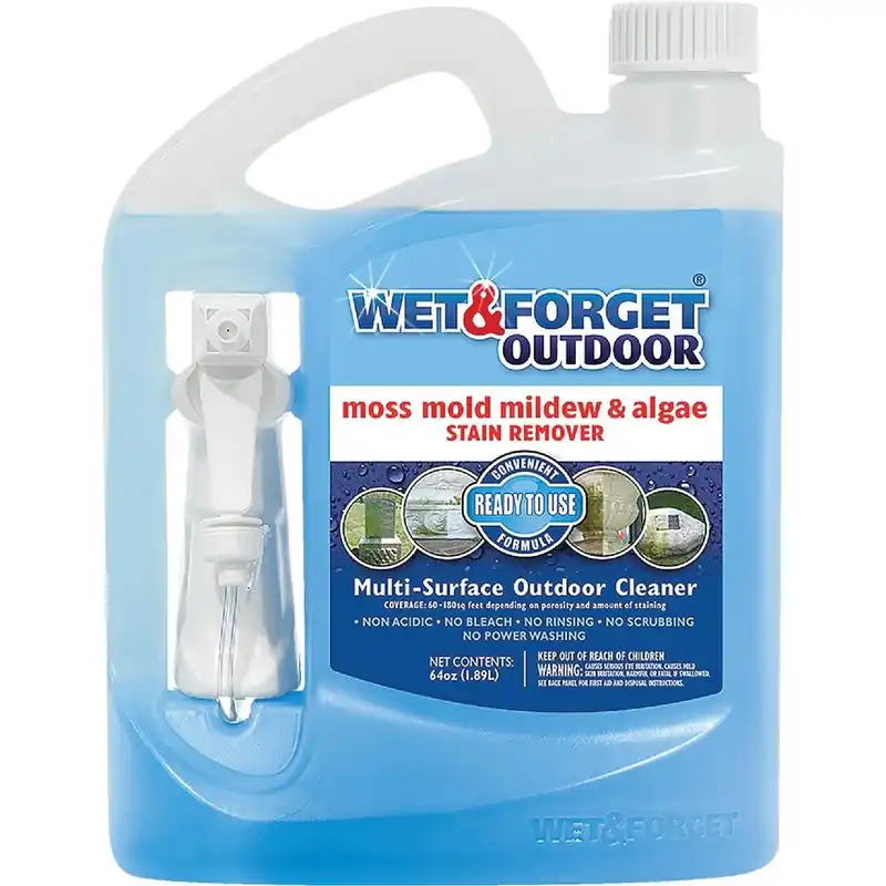 Wet & Forget 804064 Ready To Use Trigger Spray 64 Oz. Moss Mold Mildew Algae Stain Remover
