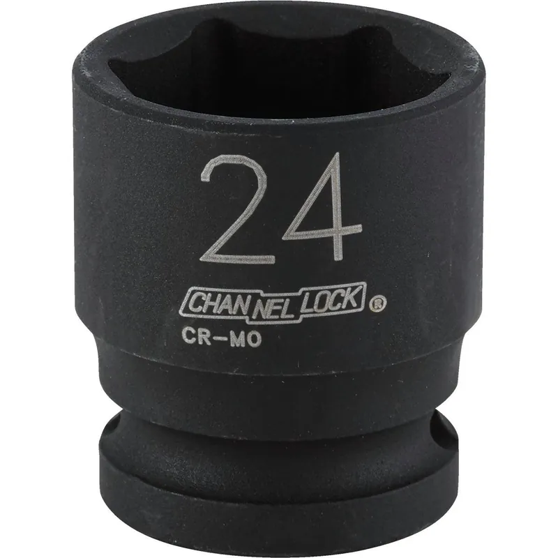 Channellock 302967 1/2 In. Drive 24 mm 6-Point Shallow Metric Impact Socket