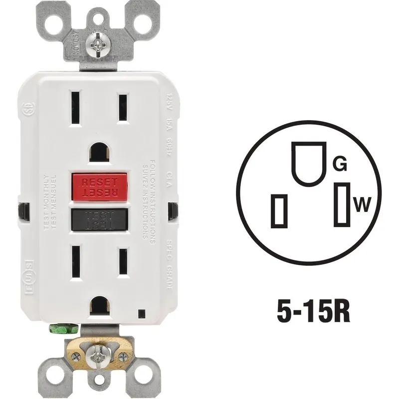 Leviton R72-GFNT1-0RW SmartlockPro Self-Test 15A White Residential Grade 5-15R GFCI Outlet