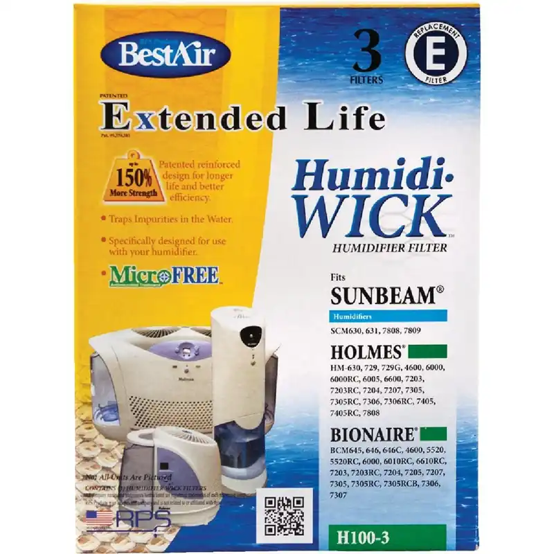 BestAir H100-PDQ-3 Extended Life Humidi-Wick H100 Humidifier Wick Filter (3-Pack)
