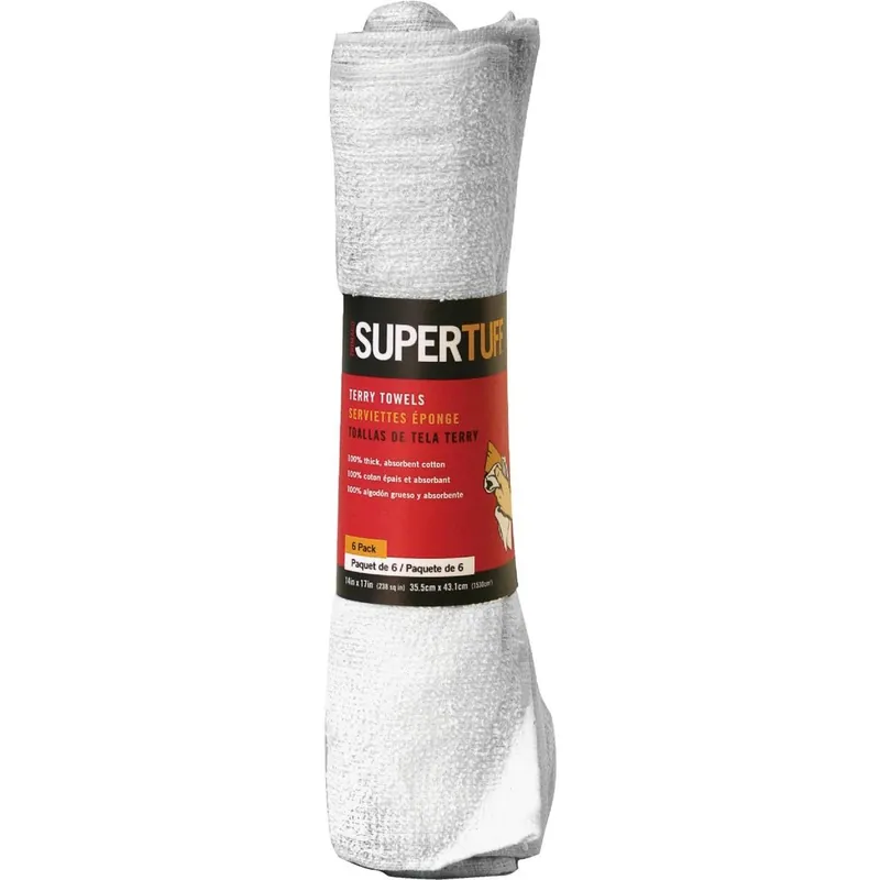 Trimaco 10756 SuperTuff 14 In. x 17 In. White Terry Cloth Towels 6-Pack