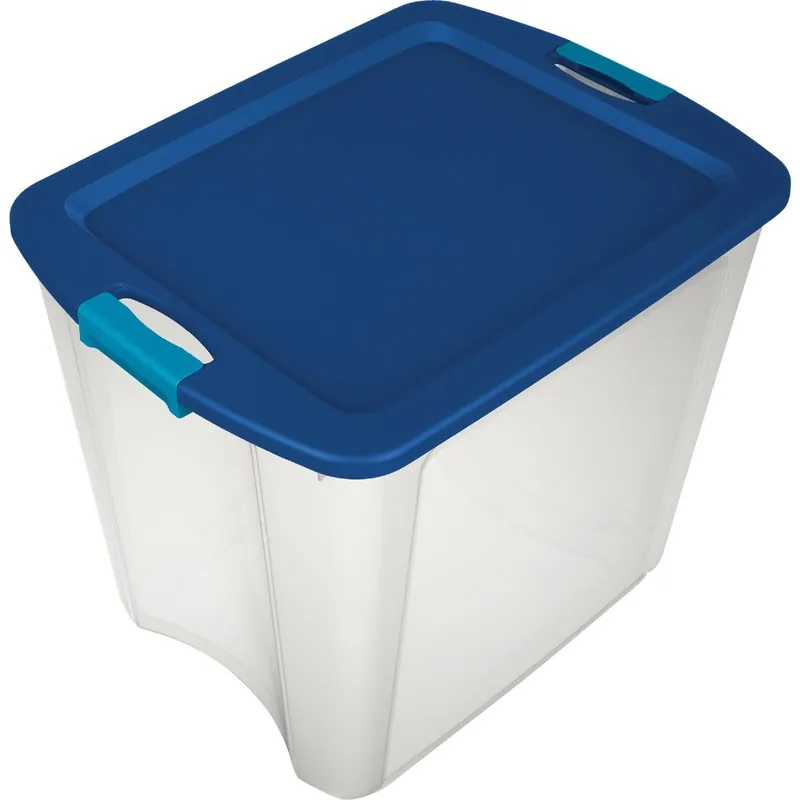 Sterilite 14489604 Clear Base with Blue Latch & Carry Storage Tote