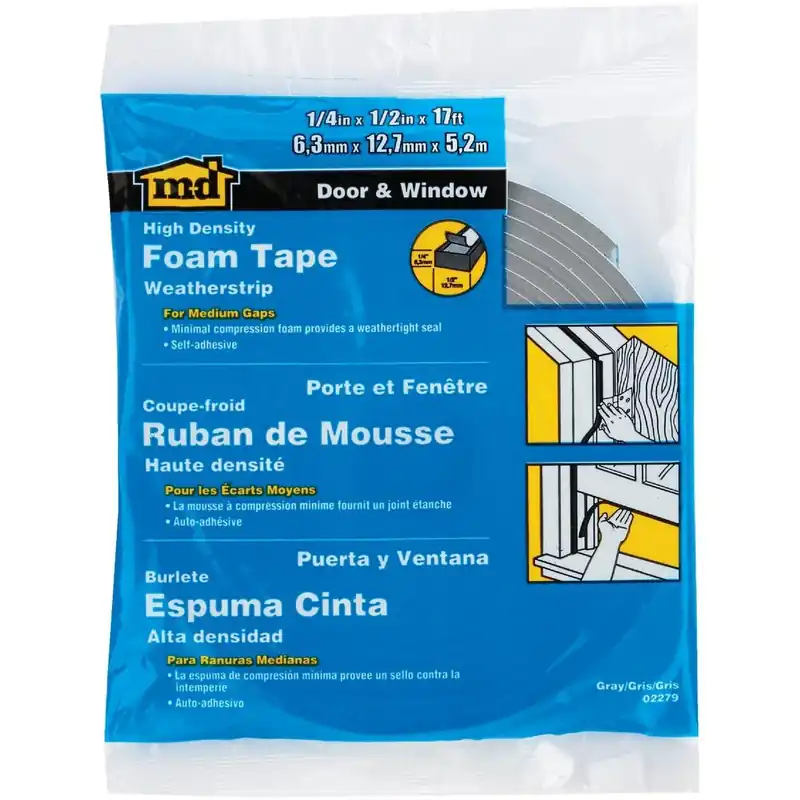 M-D 02279 Weatherstrip Tape 1/2 W x 1/4 T x 17' L Replacement MPN