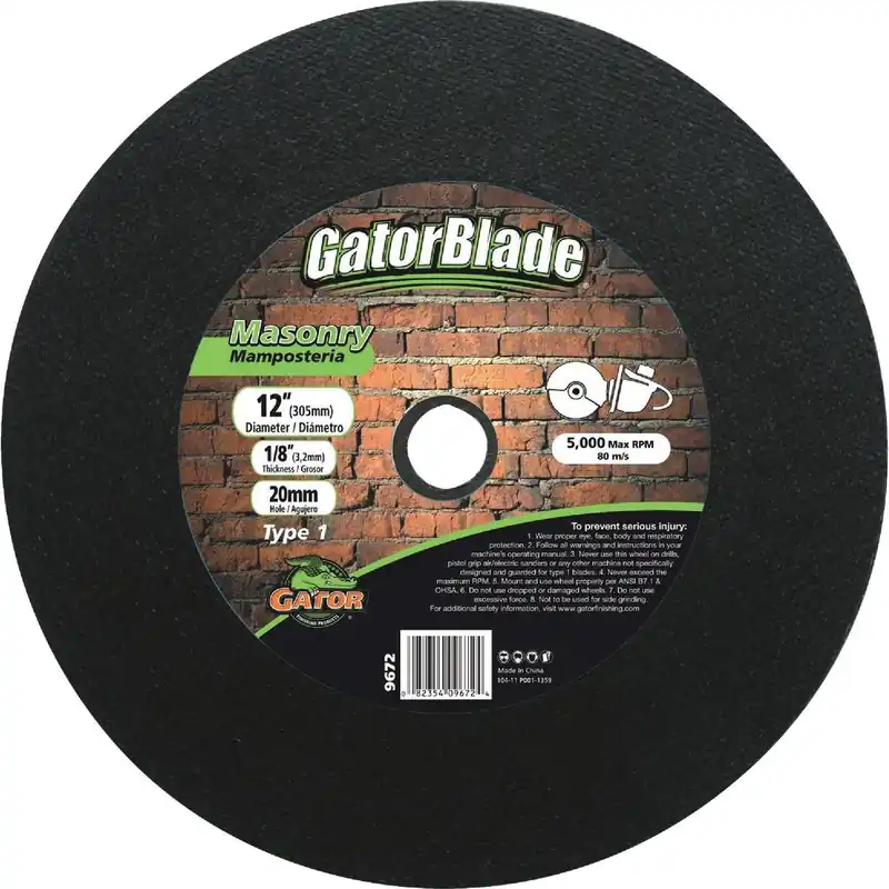 Gator 9682 Gator Blade Type 1 14 In. x 1/8 In. x 20 mm Masonry Cut-Off Wheel