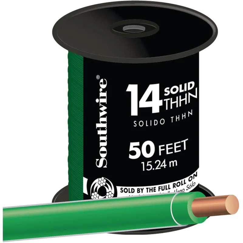 Southwire 11583283 50 Ft. 14 AWG Solid Green THHN Electrical Wire