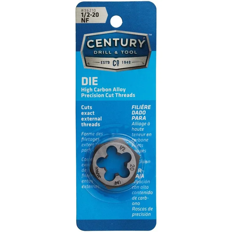 Century Drill Tool 96210 1/2-20 National Fine 1 In. Across Flats Fractional Hexagon Die