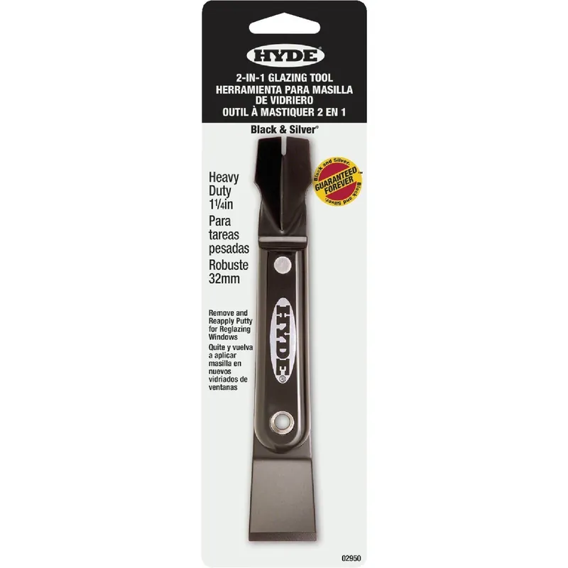 Hyde 02950 Hyde Black & Silver 1-1/4 In. 2-In-1 Glazing Tool