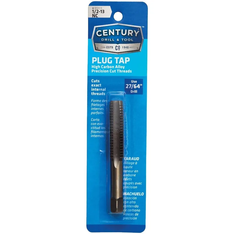 Century Drill Tool 95111 1/2-13 Carbon Steel National Coarse Tap-Plug