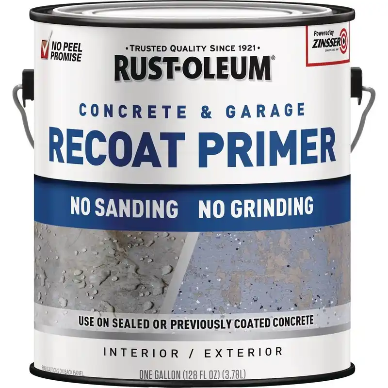 Rust-Oleum 338806 Garage & Concrete Recoat Floor Primer Semi-Transparent Gray Gallon