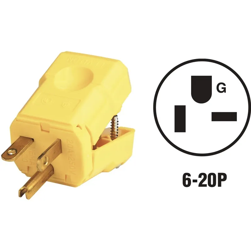 Leviton 081-05456-0VY 20A 250V 3-Wire 2-Pole Python Cord Plug