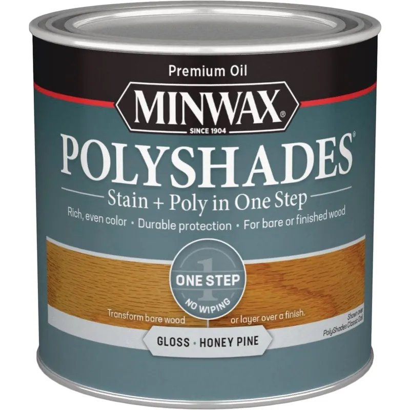 Minwax 214104444 Polyshades 1/2 Pt. Gloss Stain & Finish Polyurethane In 1-Step Honey Pine