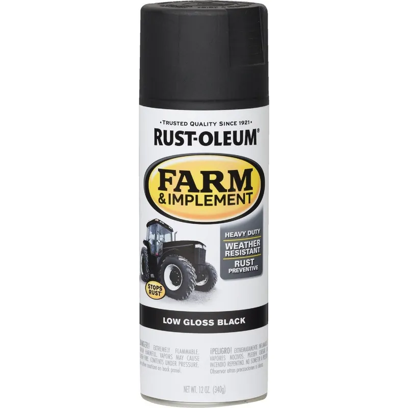 Rust-Oleum 280130 Low Gloss Black Farm & Implement Spray Paint 12 Oz Each