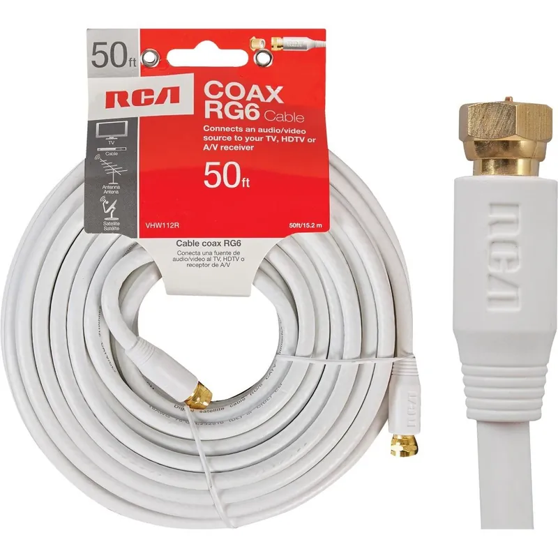 RCA VHW112R 50 Ft. White Digital RG6 Coaxial Cable