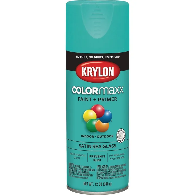 Krylon K05576007 Colormaxx Satin Spray Paint & Primer Sea Glass