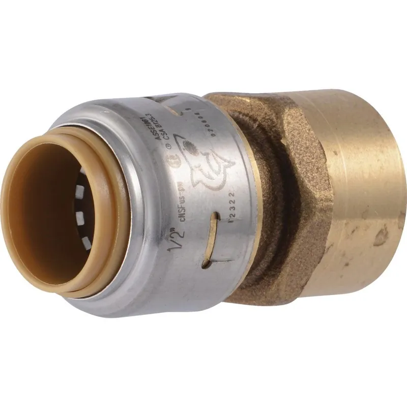 SharkBite UR072A 1/2 In. x 1/2 In. FNPT Straight Brass Push-to-Connect Female Adapter