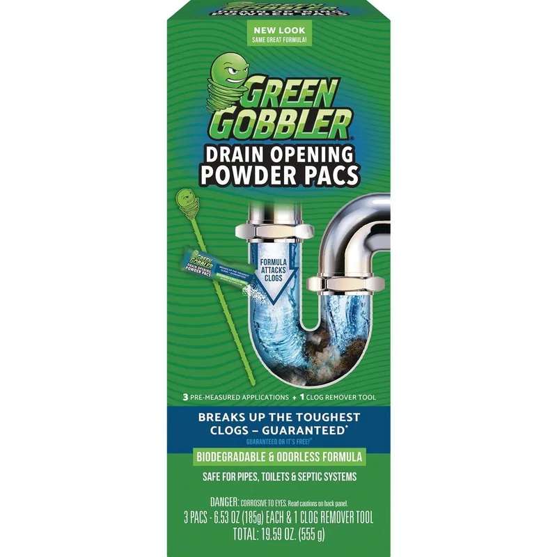 Green Gobbler G0010AD Granular Pac Drain Opener 6.53 Oz (3-Pack)