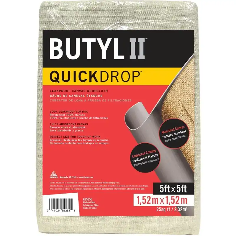 Trimaco 85355 Canvas 5 Ft. x 5 Ft. Two Layer (.24 mil) Drop Cloth