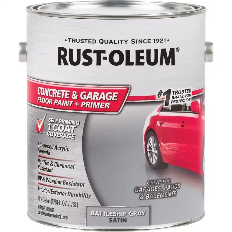 Rust-Oleum 225380 Concrete & Garage Floor Paint & Primer 1 Gal. Battleship Gray