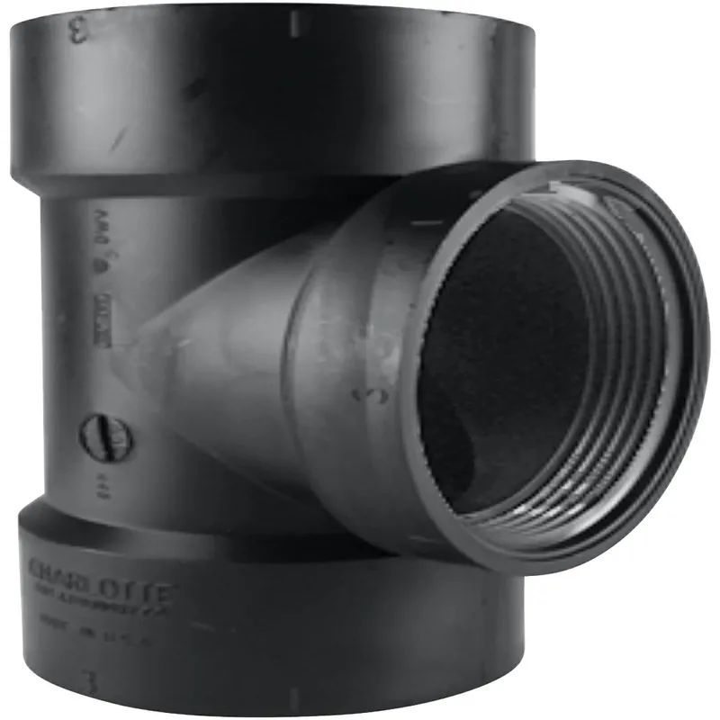 Charlotte Pipe ABS004450600HA Hub x Hub x FIP Test ABS Cleanout Tee