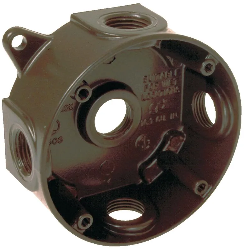 Bell 5361-7 HUB5361-7 4 In. 5-Outlet 1/2 In. Bronze Weatherproof Outdoor Round Box
