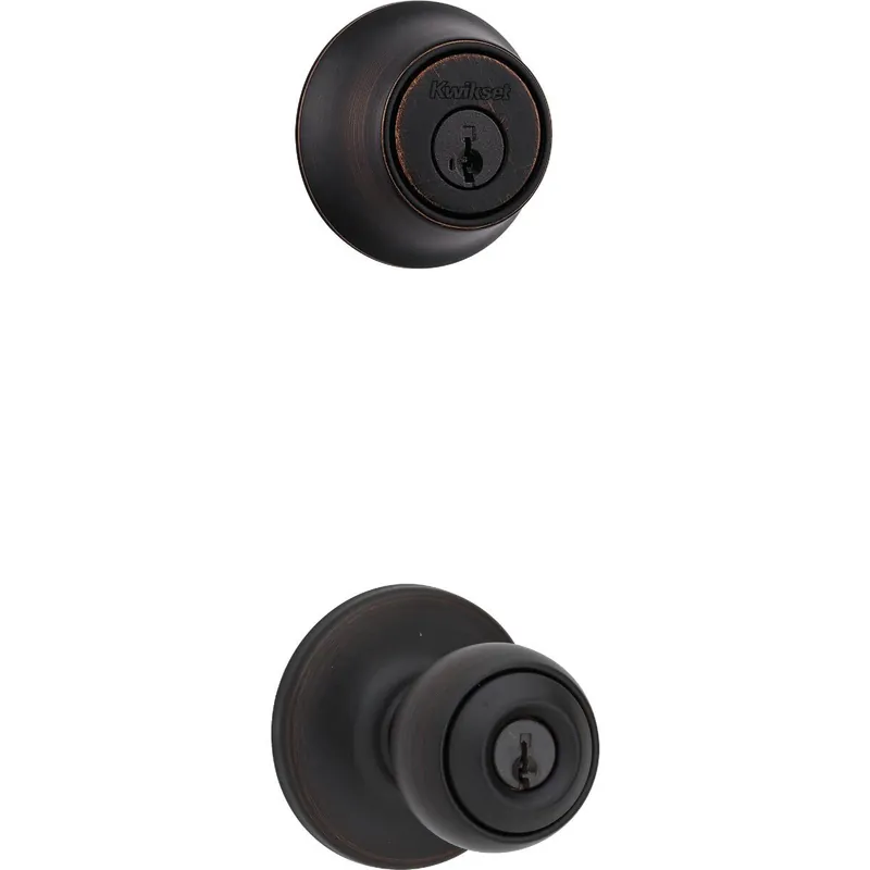 Kwikset 690P11PCPK6 Polo Venetian Bronze Deadbolt and Door Knob Combo