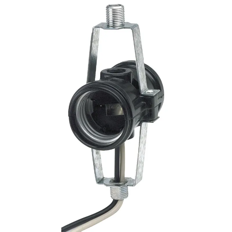 Leviton 018-04015-D4F Keyless Medium Base Black 2-Light Lamp Socket