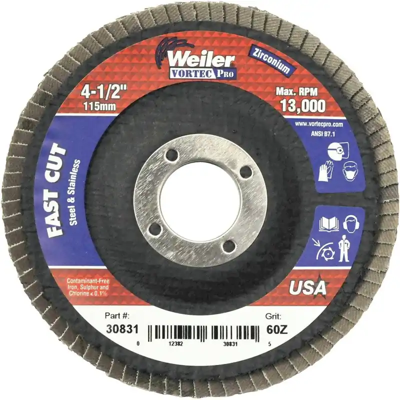 Weiler 30831 Vortec 4-1/2 In. x 7/8 In. 60-Grit Type 29 Angle Grinder Flap Disc