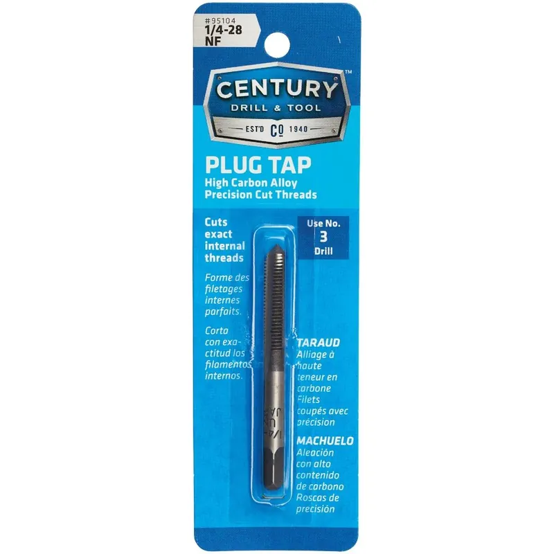Century Drill Tool 95104 Tap-Plug 1/4-28 Carbon Steel
