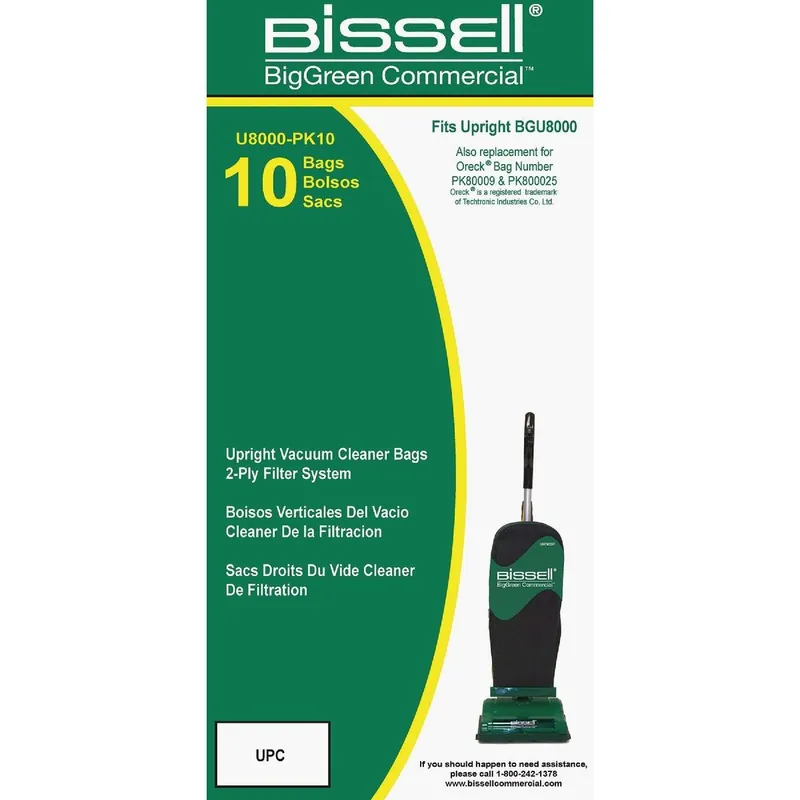 Bissell U8000-PK10 BigGreen Commercial Upright Standard Vacuum Bag (10-Pack)