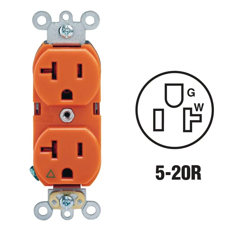 Leviton R71-05362-IGS 20A Orange Isolated Grounding 5-20R Duplex Outlet