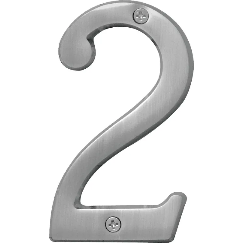 Hy-Ko BR-43SN/2 Hy-Ko Prestige Series 4 In. Satin Nickel House Number Two