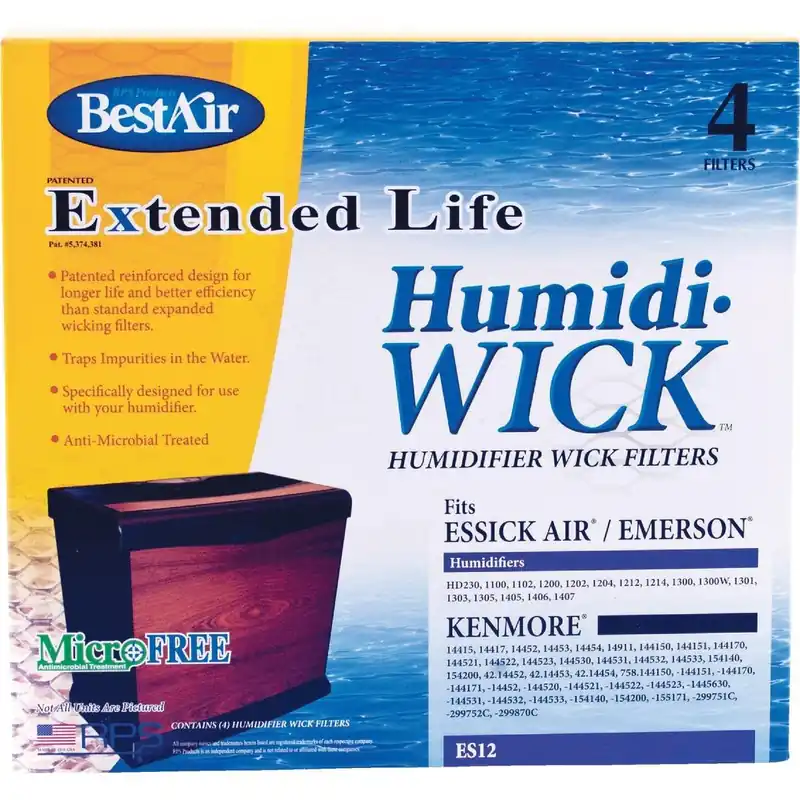 BestAir ES12-2 Extended Life Humidi-Wick Humidifier Wick Filter (4-Pack)