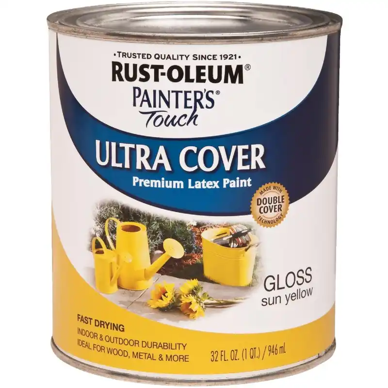 Rust-Oleum 1945502 Painter's Touch 2X Ultra Cover Premium Latex Paint Sun Yellow 1 Qt.