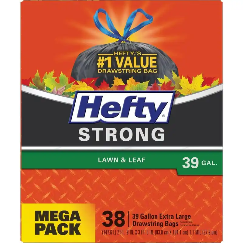 Hefty E87038 Strong 39 Gal. Black Lawn & Leaf Bag (38-Count)
