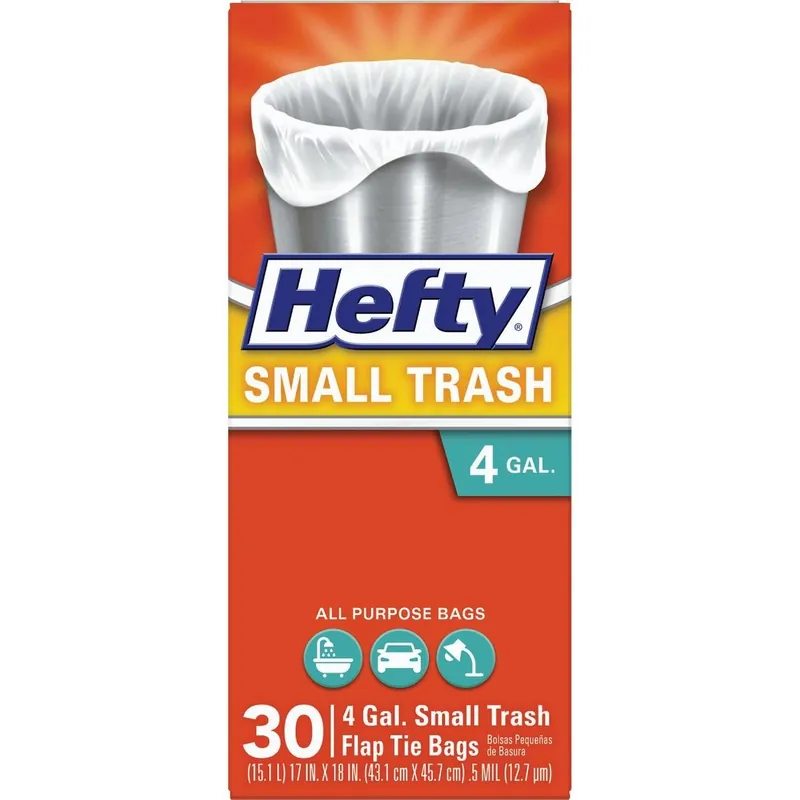Hefty E20119 Small White Trash Bag 4 Gal. (30-Count)