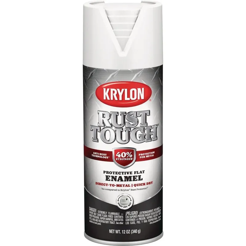 Krylon K09219008 Rust Tough 12 Oz Flat Alkyd Enamel Spray Paint White