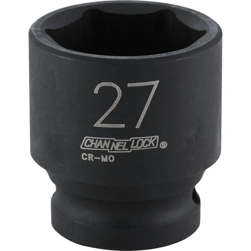 Channellock 302971 1/2 In. Drive 27 mm 6-Point Shallow Metric Impact Socket