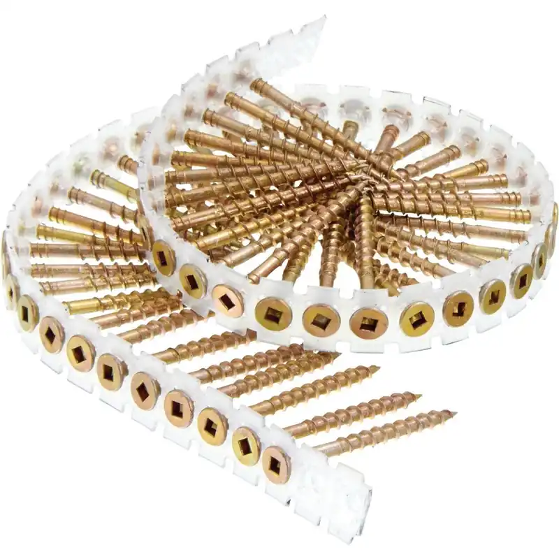 Senco 08F200Y DuraSpin #8 x 2 In. Square Recess Flat Collated Wood Screws Yellow Zinc Finish