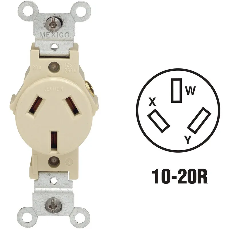 Leviton 0030503200I 20A Ivory Commercial Grade 10-20R Non-Grounding Single Outlet