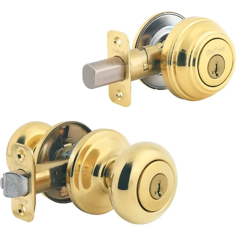 Kwikset 991J3SMTCPK4 Signature Series Polished Brass Deadbolt and Door Knob Combo