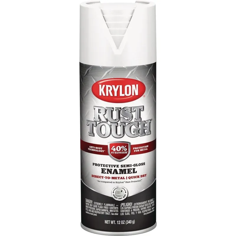 Krylon K09266008 Rust Tough 12 Oz. Semi-Gloss Alkyd Enamel Spray Paint White