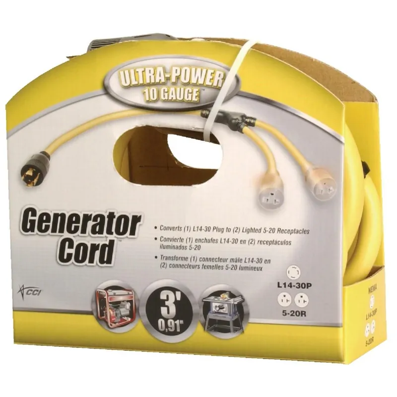 Coleman Cable 19348802 Ultra-Power Generator Cord 3 Ft 10/4