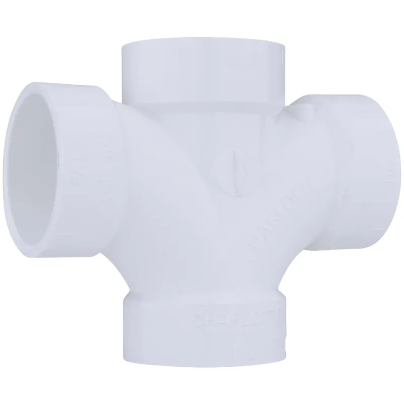 Charlotte Pipe PVC004280600HA Double Sanitary DWV PVC Tee