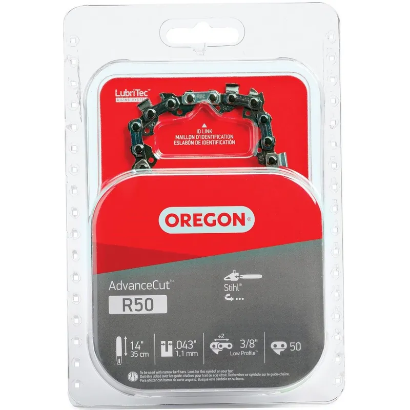 Oregon Cutting R50 Oregon AdvanceCut LubriTec 14 In. 3/8 In. Low Profile 50 Link Chainsaw Chain