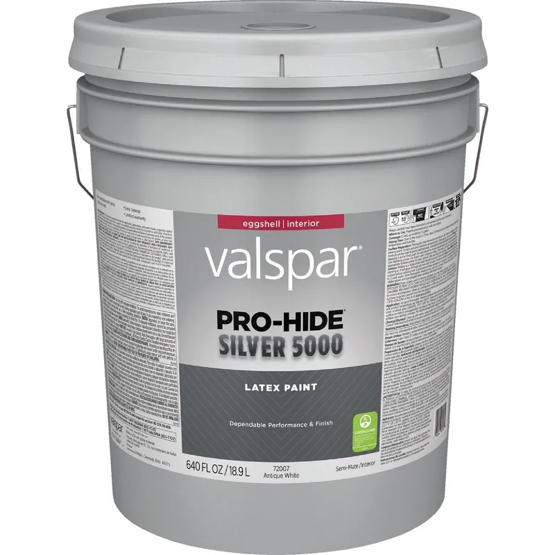 Valspar 028.0072007.008 Valspar Pro-Hide Silver 5000 Latex Eggshell Interior Wall Paint 5 Gal. Replacement MPN
